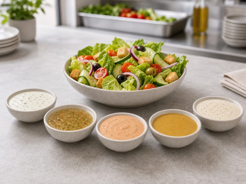 Salatdressing mit verschiedenen Geschmacksrichtungen
