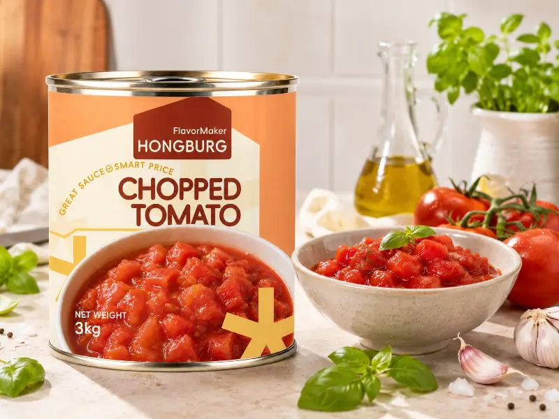 Klassische gehackte Tomaten aus der Dose