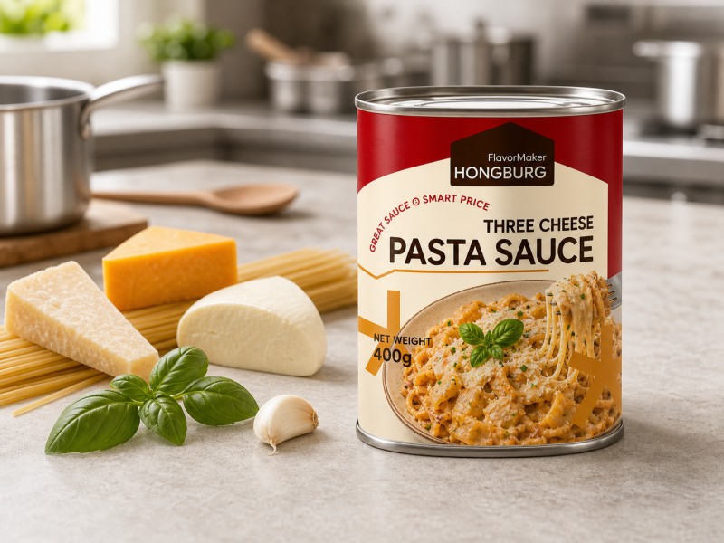 Cremige Drei-Käse-Nudelsauce zum Kochen und zur Essenszubereitung