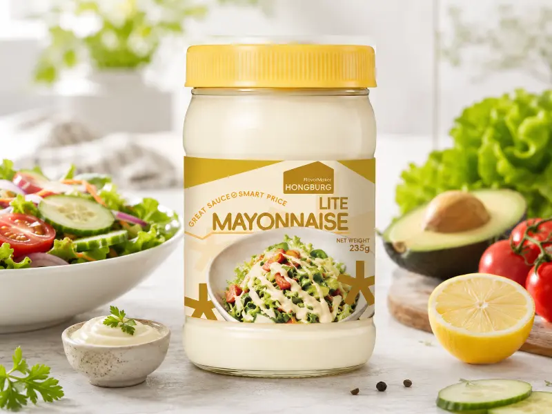 Leichte Mayonnaise in Glasflasche