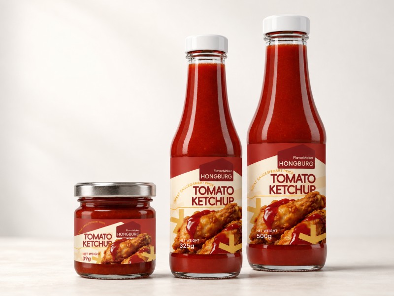 Tomatenketchup in Glasflasche