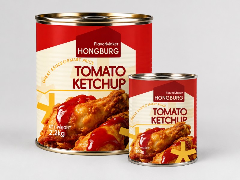 Tomatenketchup in der Blechdose